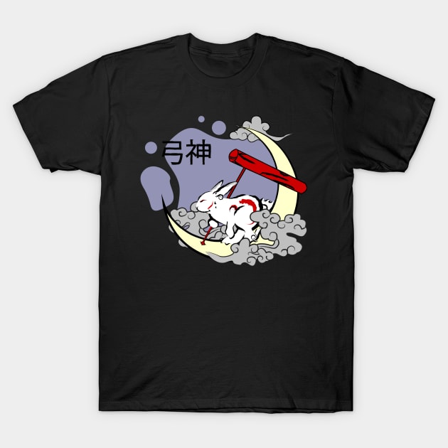 OKAMI Inspired Moon Rabbit Print T-Shirt by RenYi